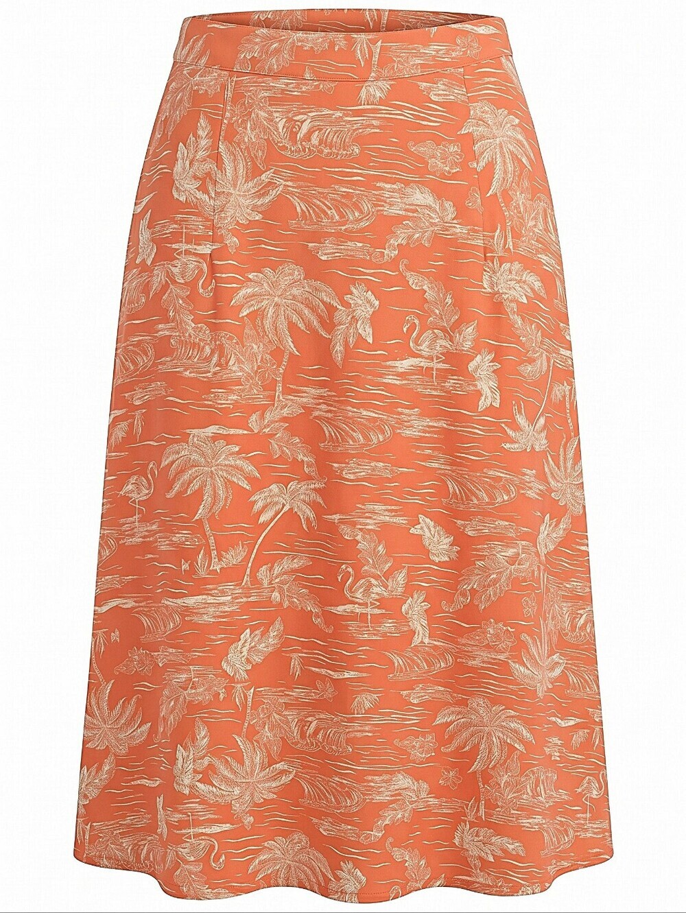 NWT! A.N.A Women's Orange Tropical Print A-Line Skirt
